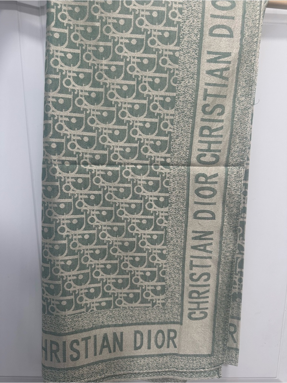 New Dior logo square scarf Green 38”x38”